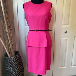Hot Pink Peplum Dress w Belt